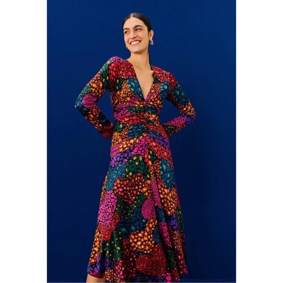 Anthropologie Farm Rio Hearts Midi dress NWOT full sleeve size Medium - Picture 9 of 10